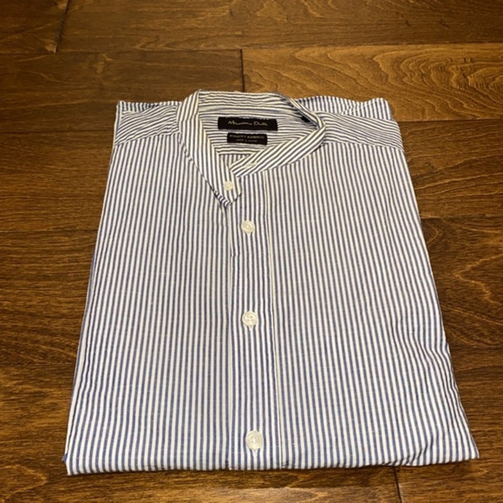 NWOT Massimo Dutti Regular-Fit Stripped Cotton Shirt